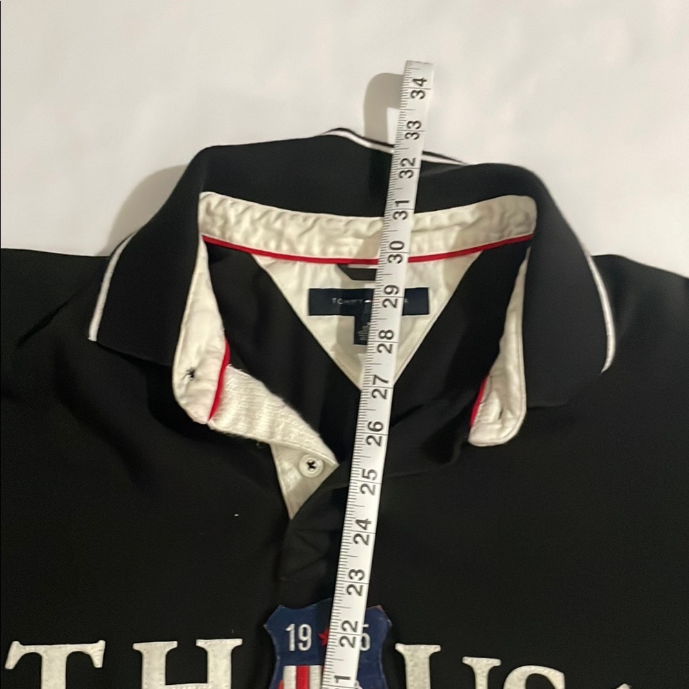 Tommy Hilfiger Black USA Polo with White and Red Details 100% Cotton Size XL - Picture 8 of 8